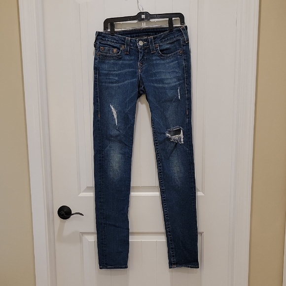 True Religion Denim - True Religion Distressed Skinny Low Rise Jeans Size 29